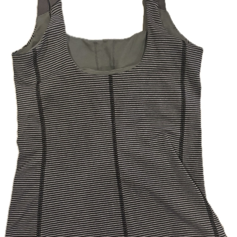 Lululemon Black and Grey Striped Tank Top with built in bra